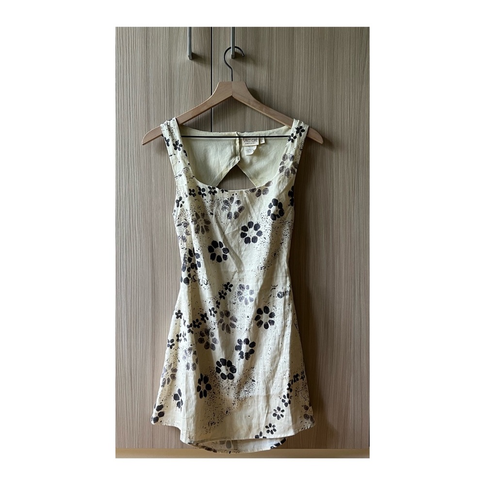 VRG GRL 100% linen open back sleeveless mini dress or shirt size 6